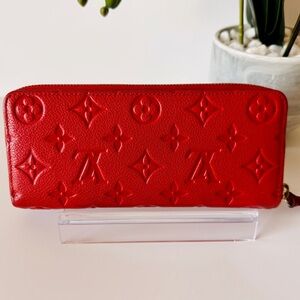 Authentic Louis Vuitton Zippy Wallet Empreinte Leather – Bold Red –